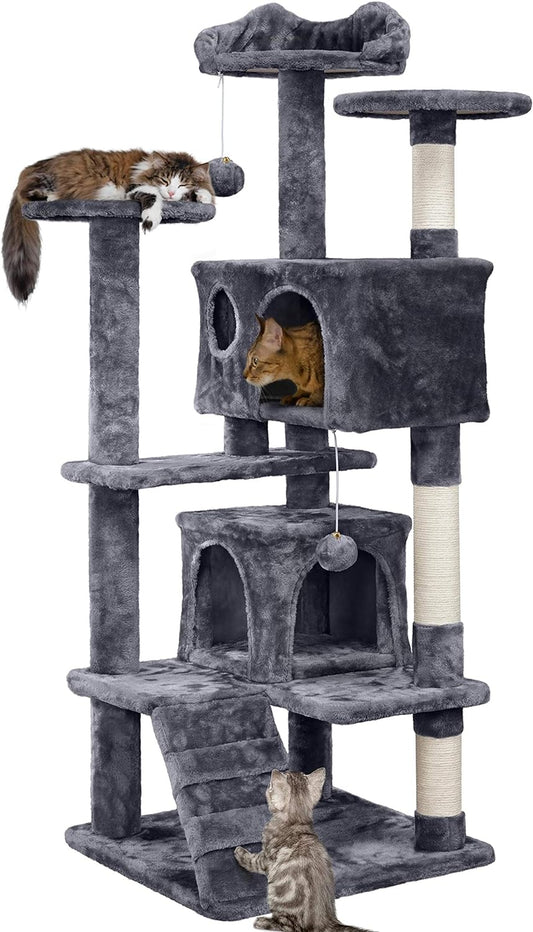 55" Cat Tree Tower Activity Center - Large Playing House Condo for Cats