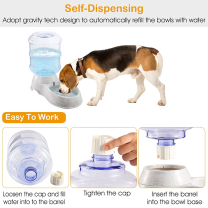 3.5L/1Gal Pet Water Dispenser Self-Dispensing Gravity Pets Water Feeder Automatic Pet Waterer Cat Dog