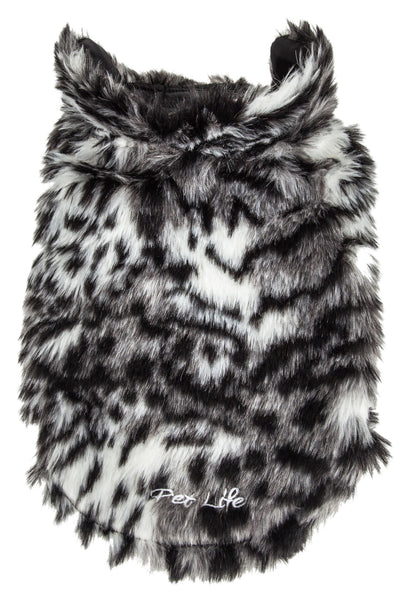 Pet Life Luxe 'Paw Dropping' Designer Gray-Scale Tiger Pattern Mink Fur Dog Coat Jacket