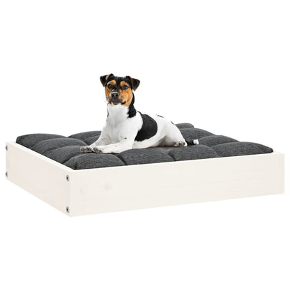 Dog Bed White 20.3"x17.3"x3.5" Solid Wood Pine