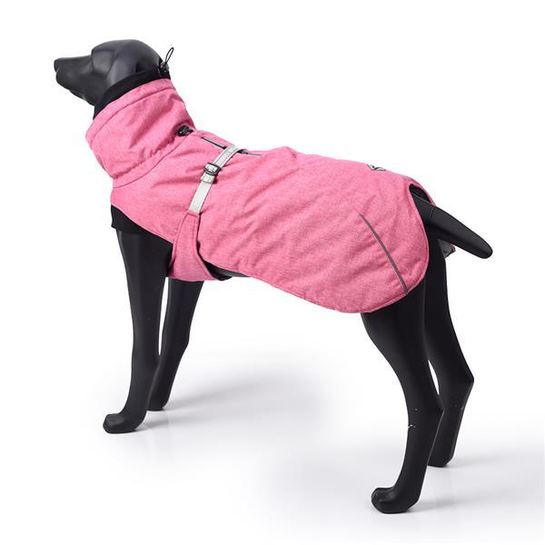 New Style Dog Winter Jacket with Waterproof Warm Polyester Filling Fabric-(pink, size L)