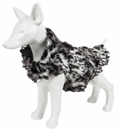 Pet Life Luxe 'Paw Dropping' Designer Gray-Scale Tiger Pattern Mink Fur Dog Coat Jacket