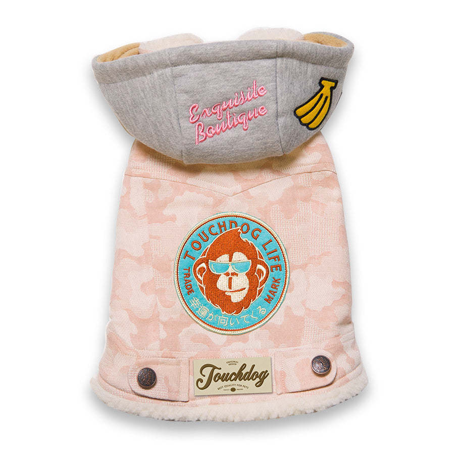 TouchdogOutlaw Designer Embellished Retro-Denim Pet Dog Hooded Jacket Coat